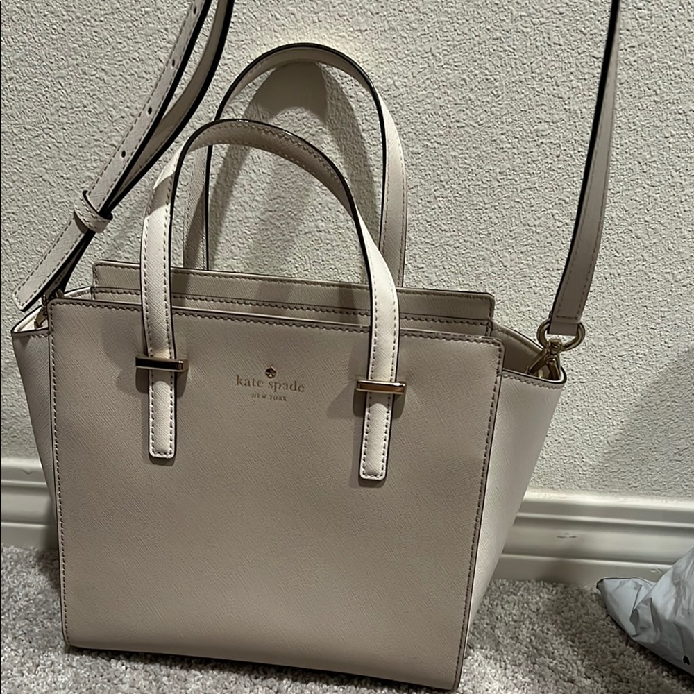 Kate Spade Cream Leather Tote Bag
